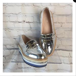 Aldo silver platform loafers size 8.5